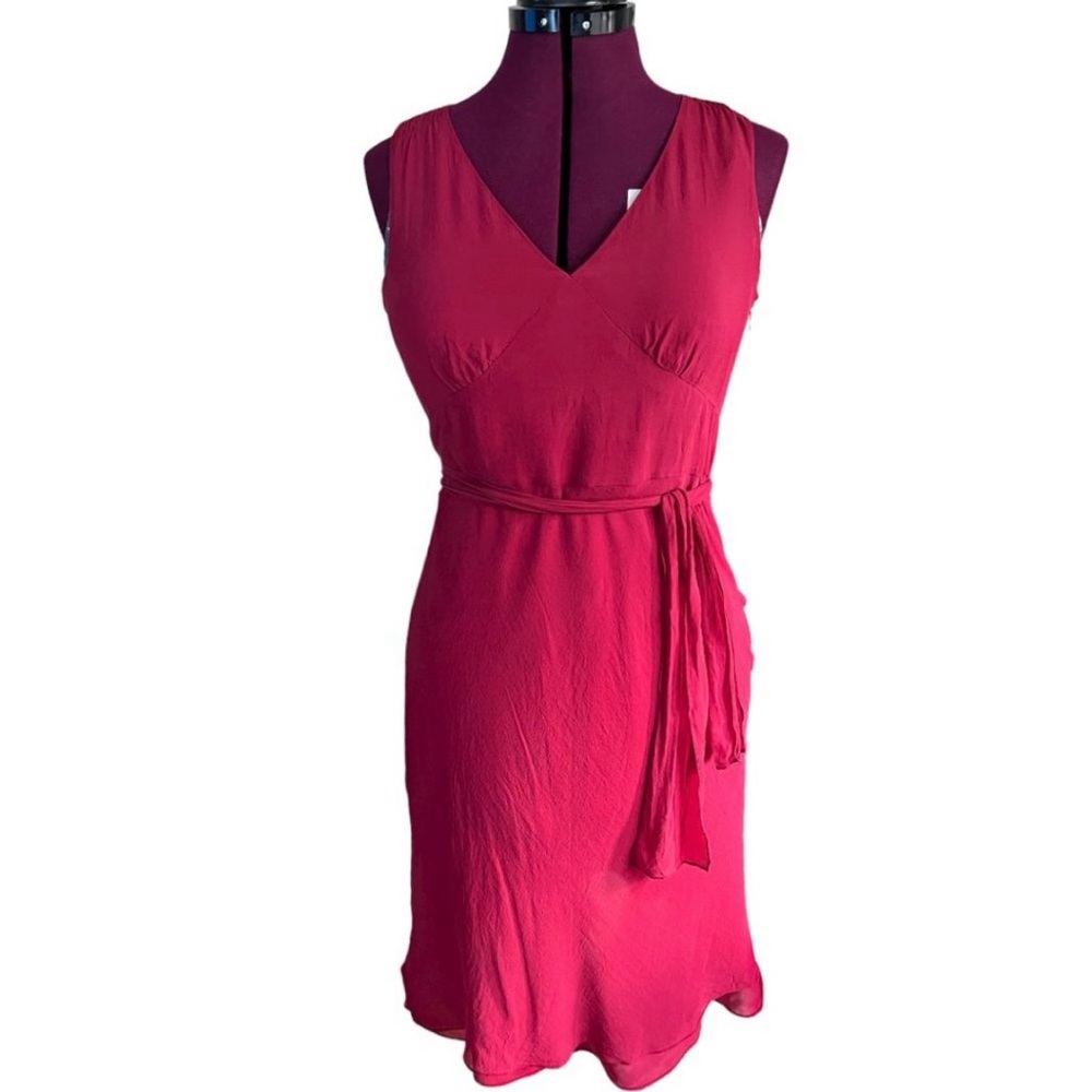 Vintage Ann Taylor Petites - Silk Sleeveless Red Midi Dress (Sz 10P)